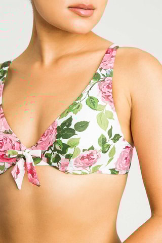 Sujetador de bikini - Blanco y rosa