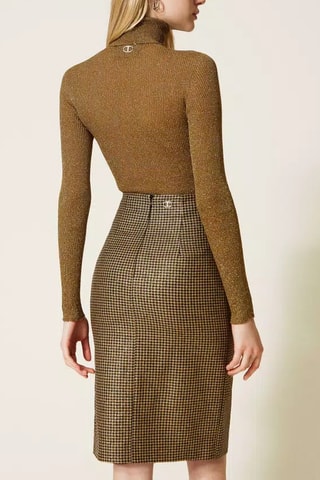 Falda recta de talle alto de lana - Dorado y negro