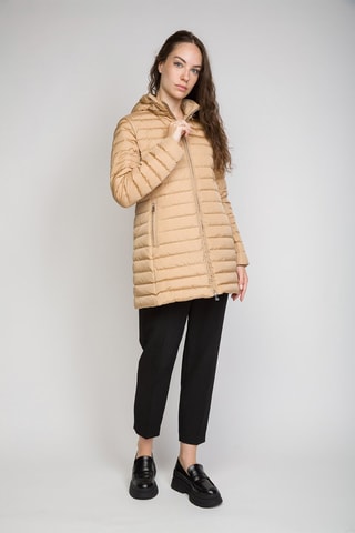 Anorak largo con capucha - Crema