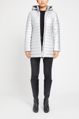Anorak midi con capucha - Plateado