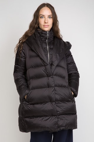 Anorak largo con capucha - Negro
