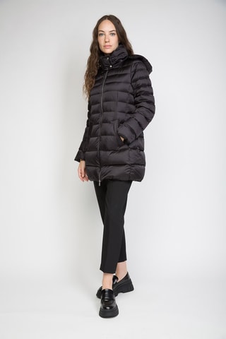 Anorak largo con capucha - Negro