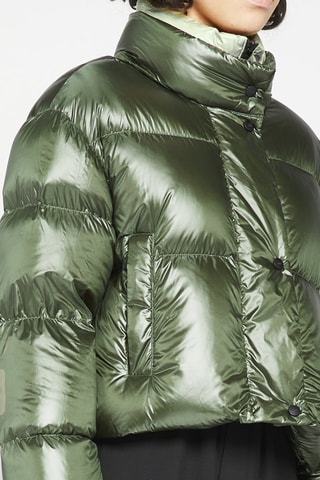 Korte Gewatteerde Jas Groen en Goudkleurig