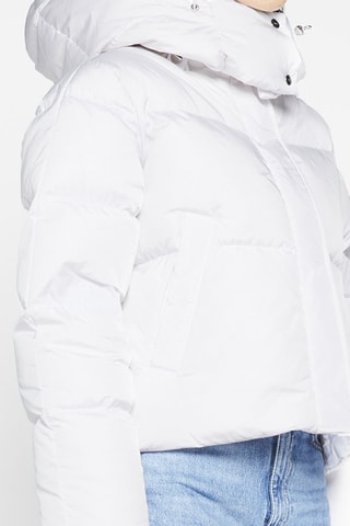 Gewatteerde Korte Jas met Capuchon Wit