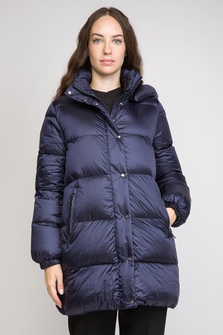 Doudoune longue à capuche - Bleu marine