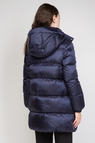 Doudoune longue à capuche - Bleu marine