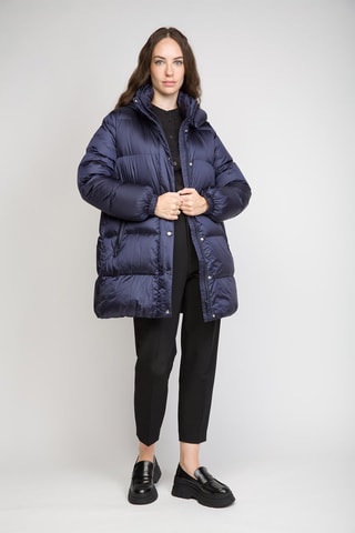 Doudoune longue à capuche - Bleu marine