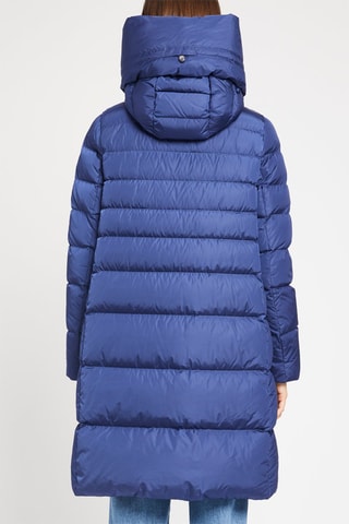 Doudoune longue à capuche Bleu