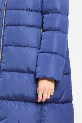 Doudoune longue à capuche Bleu