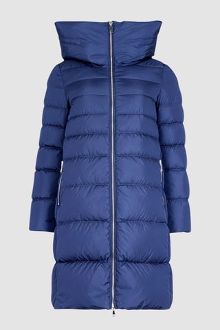 Doudoune longue à capuche Bleu