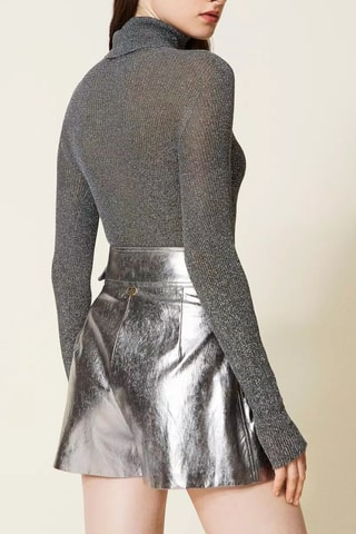 Short de tiro alto - Plateado