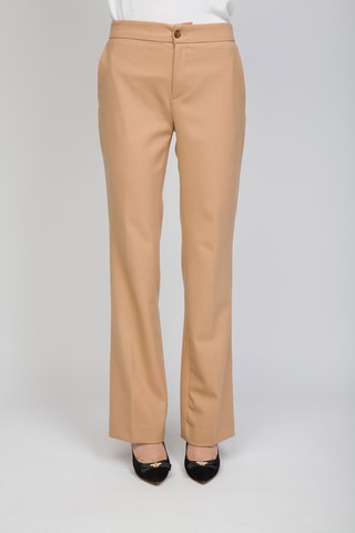 Pantalón de lana de tiro alto - Blanco y camel