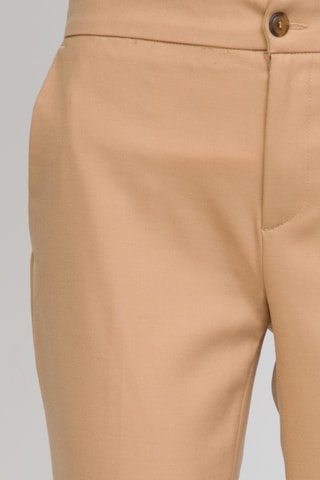 Pantalón de lana de tiro alto - Blanco y camel