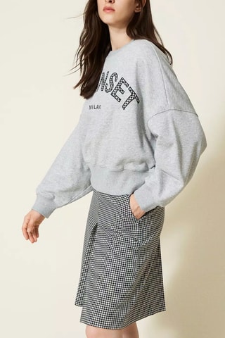 Falda pantalón de lana - Gris claro y negro