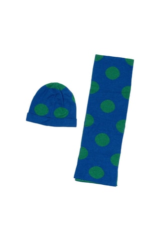 Bonnet et écharpe en laine - Bleu et vert