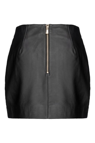 Falda recta de piel ovina - Negro