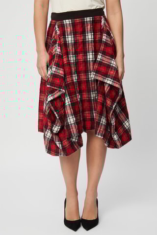 Falda evasé de lana virgen y cachemir - Rojo y blanco - Harmont & Blaine