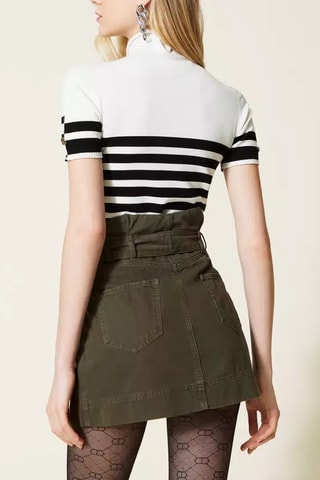 Minifalda de talle alto - Caqui