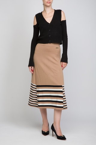 Falda midi de talle alto - Beige