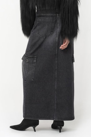 Jupe cargo en jean - Gris