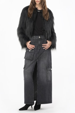 Jupe cargo en jean - Gris