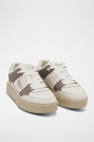 Zapatillas de piel con plataforma - Beige y topo
