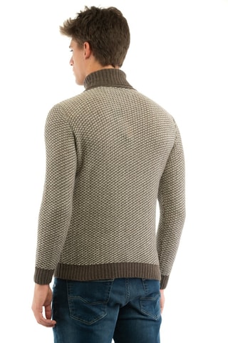 Jersey de lana y cachemir - Caqui y blanco