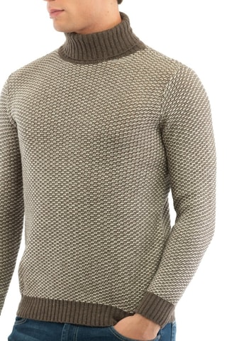 Jersey de lana y cachemir - Caqui y blanco