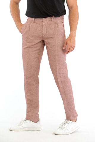 Pantalón slim fit de lino - Rojo teja - Incotex