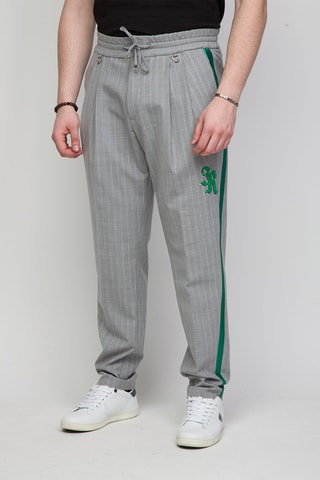 Pantalón de lana virgen Kark - Gris y blanco