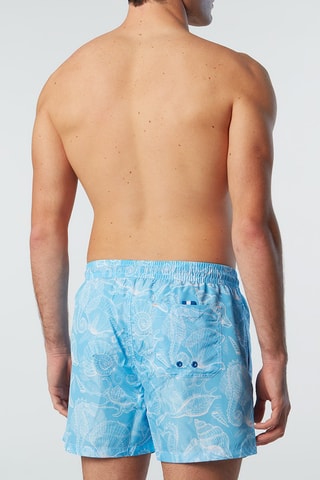 Bañador corto - Celeste y blanco