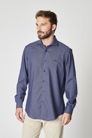 Camisa - Azul marino y crudo
