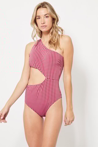 Maillot 1 pièce asymétrique Rose