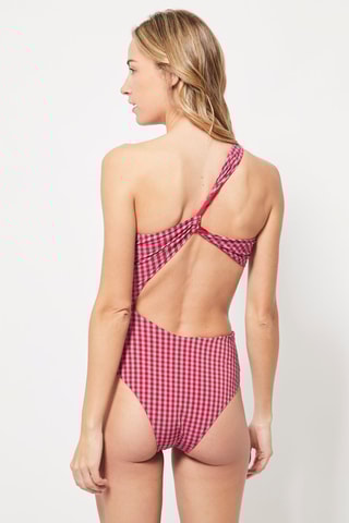 Maillot 1 pièce asymétrique Rose