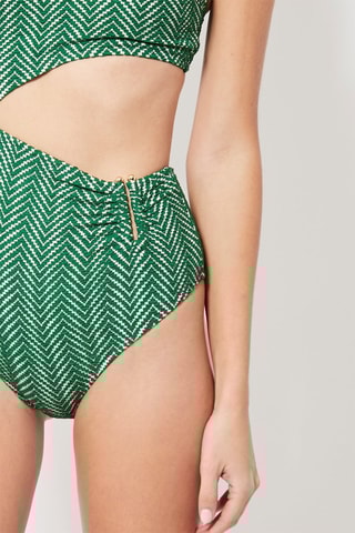 Maillot 1 pièce asymétrique Vert et écru