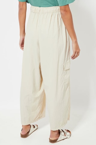 Pantalon wide legs cargo 7/8 taille haute - Beige