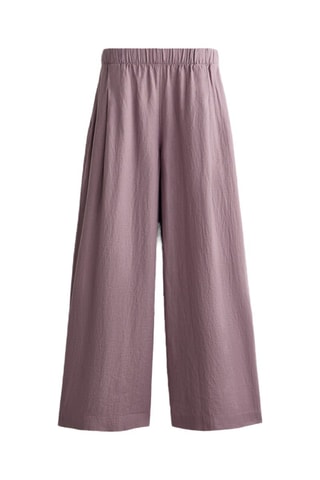 Pantalon wide legs en lin - Mauve