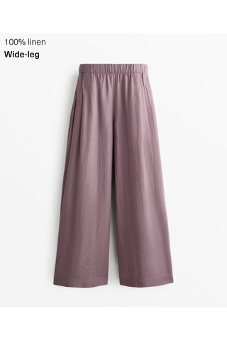 Pantalon wide legs en lin - Mauve