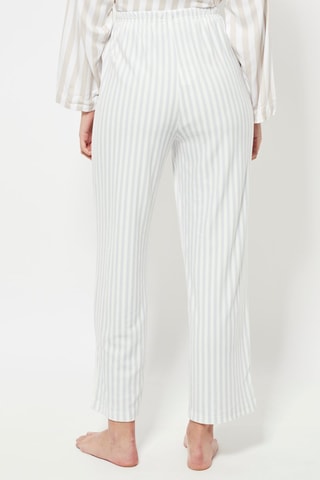 Pantalon droit de pyjama en velours taille haute - Blanc
