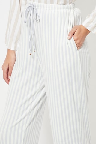 Pantalon droit de pyjama en velours taille haute - Blanc