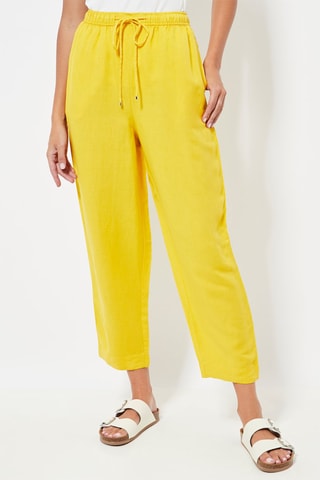 Pantalon relaxed en lin taille haute - Jaune