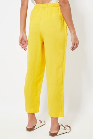 Pantalon relaxed en lin taille haute - Jaune
