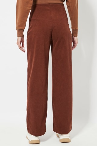 Pantalon en velours taille haute - Marron