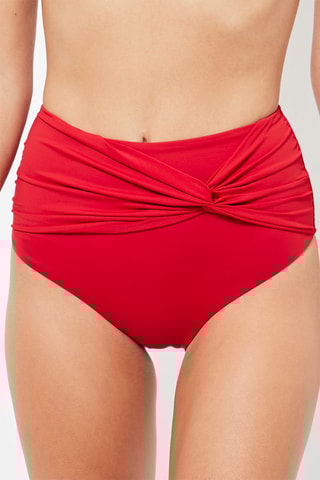 Bas de maillot taille haute - Rouge