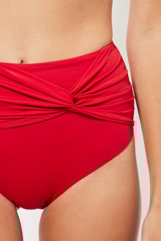 Bas de maillot taille haute - Rouge