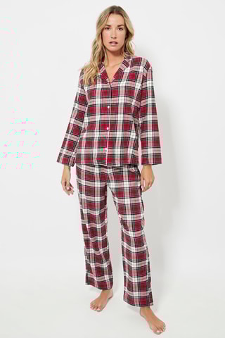 Pantalon de pyjama taille haute - Ecru et rouge