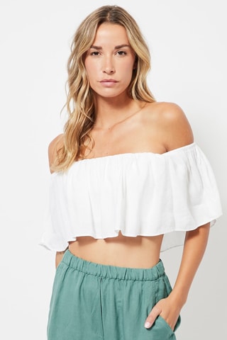 Crop top en lin - Blanc