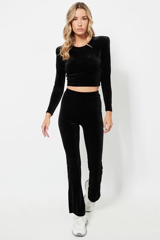 Crop top en velours - Noir