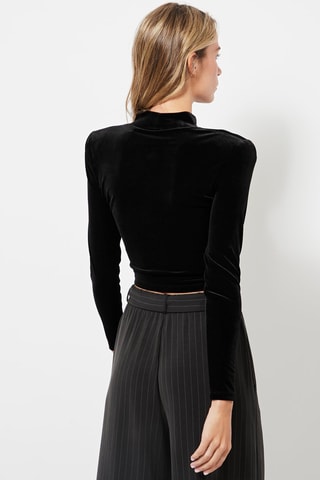 Crop top en velours - Noir