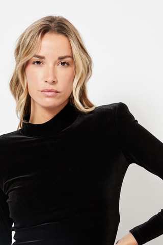 Crop top en velours - Noir